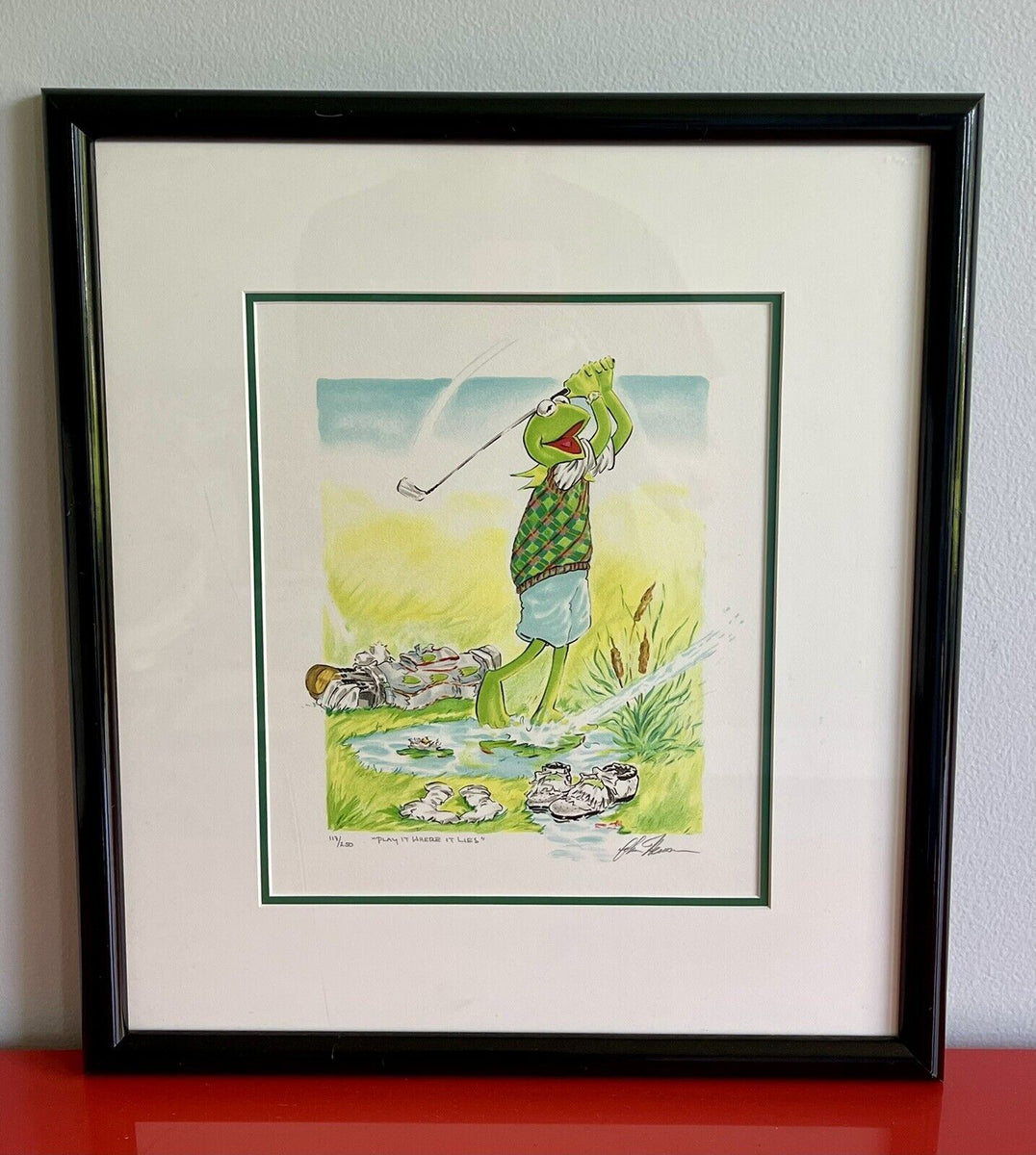 Muppets Art John Henson Kermit the Frog GOLF LITHOGRAPH