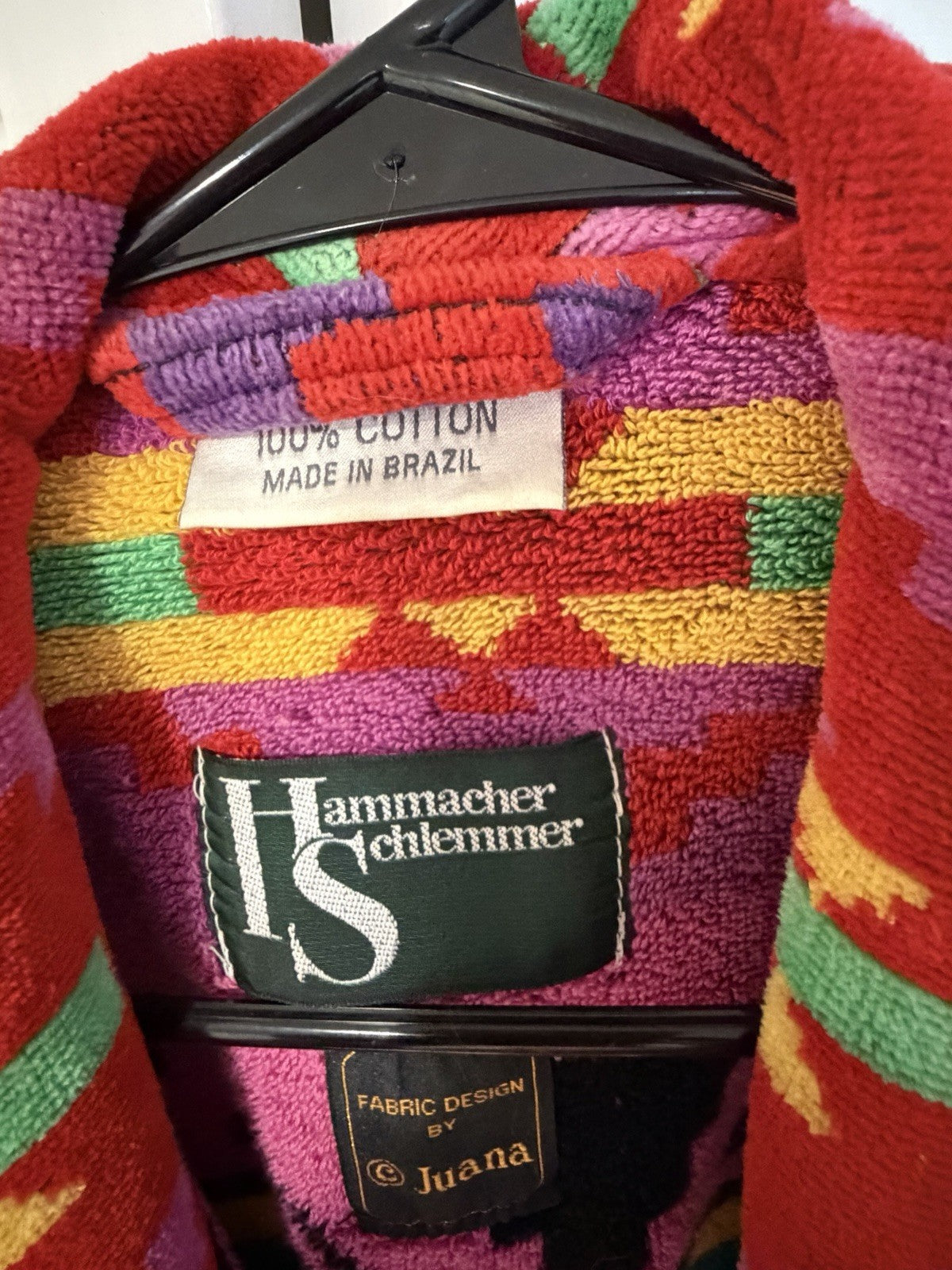 80s 90s Deadstock Hammacher Schlemmer Retro Graphic Cotton Terry Robe Bathrobe4