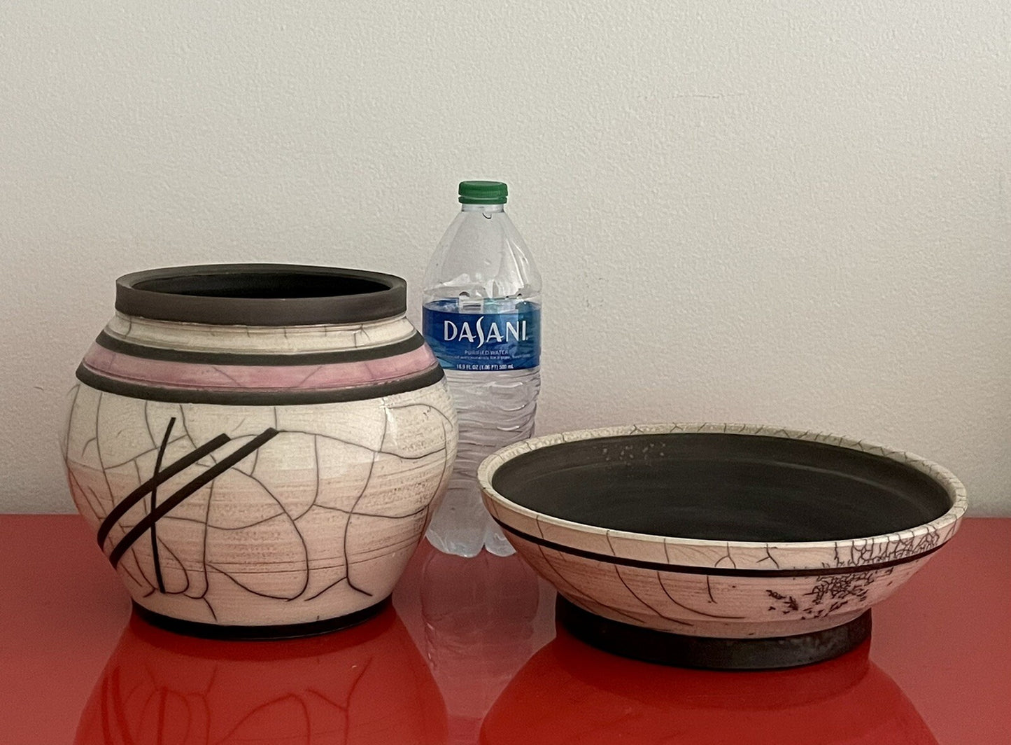 Studio Art Pottery (x2) Postmodern Signed SKIP Abstract Raku Ceramic Vessel Bowl6