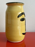 Mod Vintage MCM 1960s Hand Painted Picasso Style Art Pottery Ceramic Vase 6.5”