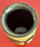 Mod Vintage MCM 1960s Hand Painted Picasso Style Art Pottery Ceramic Vase 6.5”