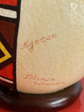 African Vintage Ostrich Egg Hand Painted Beaded Kgotso Bhaca Woman Portrait 6”