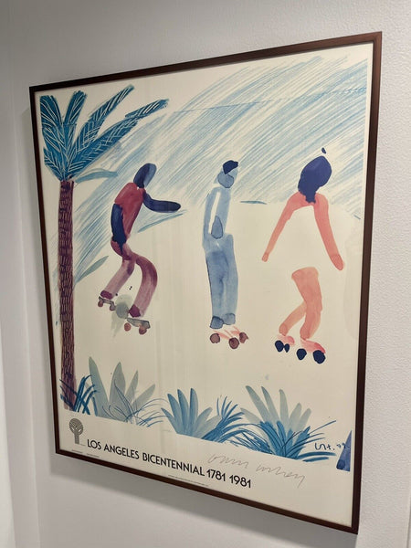 David Hockney Skaters Venice Hand Signed Ltd Ed Poster LA Bicentennial 1981 COA