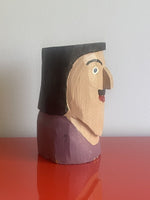 JM Poirier Outsider Folk Art Head Painted Wood Carving Nova Scotia Quebec Canada