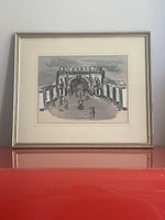 Orig. 1950 Parisian Arch Painting Fine Art Midcentury Watercolor Gouache Signed