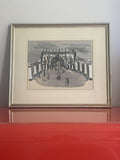 Orig. 1950 Parisian Arch Painting Fine Art Midcentury Watercolor Gouache Signed