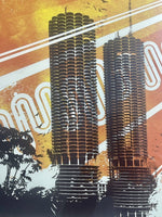 2004 Scott Hansen ISO50 Framed Fine Art Print Iconic CHICAGO Marina Towers Tycho