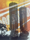 2004 Scott Hansen ISO50 Framed Fine Art Print Iconic CHICAGO Marina Towers Tycho