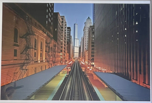 Orig Fine Art Photograph CHICAGO EL STREETSCAPE Photojournalism Framed 36” x 27”