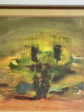 Stunning Abstract Impressionist Gouache MCM Postmodern Painting Art Signed 1950s