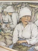 Modernist 50s 60s Hand Color Etching WILLY SEILER Asian Street Scene Barter MCM