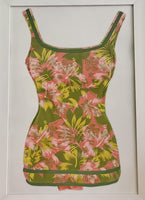 Vintage Swimsuit Giclee Fine Art Print 20” x 37” Framed Retro Beach MCM Pinup