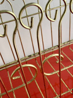 Vintage Magazine Rack Stand Record LP Holder Gold Tone Funky Atomic 70s Retro