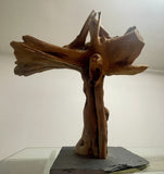 Vintage Driftwood Tabletop Abstract Sculpture 70s Organic Natural Art Decor 17”