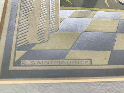 Antique FRENCH FASHION POCHOIR Art Deco Modernist "SPRING" Signed SAINTMAURICE