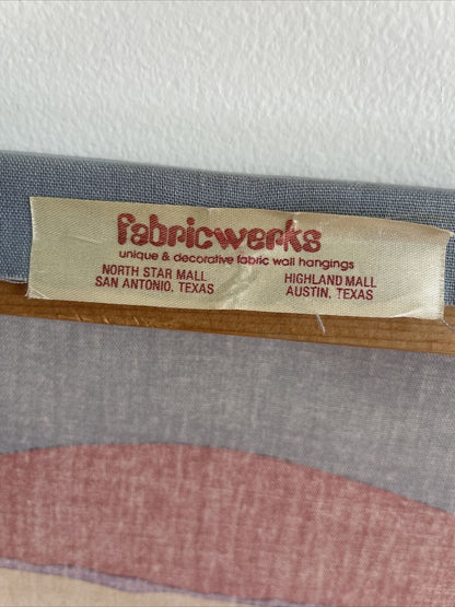 1970s FABRICWERKS Texas Retro Canvas Graphic Art Wall Hanging Pair 16” Square