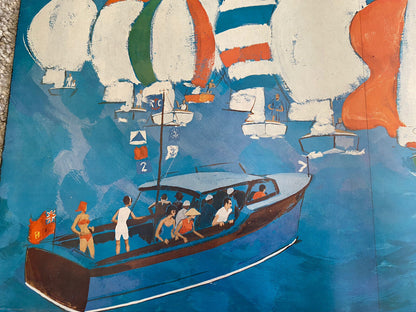 Sailing Boating Advertising Art Retro Vintage Mod 1960s Gatefold Print 17” x 11”