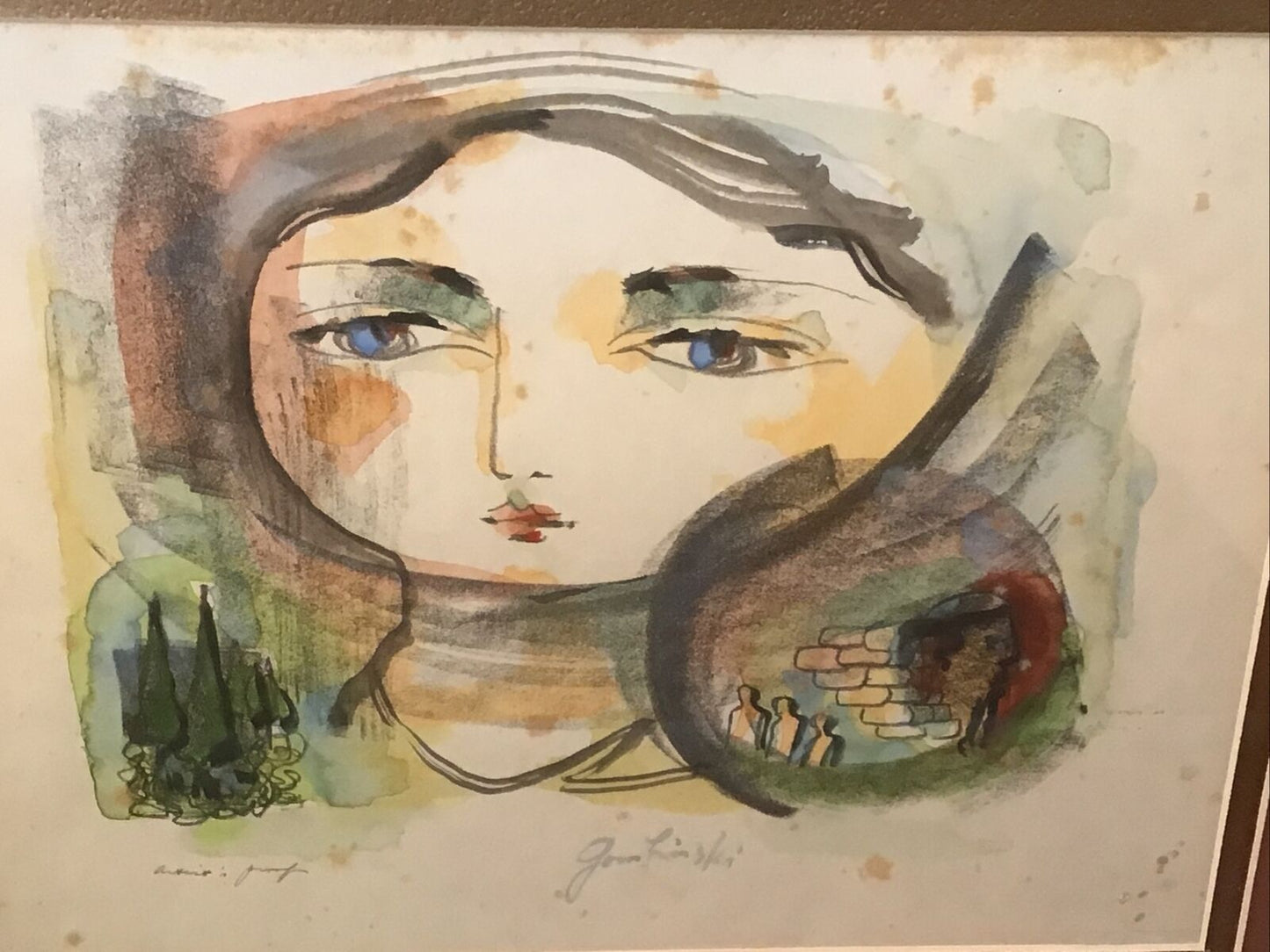 MCM Modernist Print Artist Proof Signed Linski MOD 60s 70s Era Lithograph