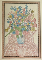 Exceptional Oversized Vintage Chinoiserie Floral Still Life Painting On Silk