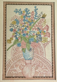 Exceptional Oversized Vintage Chinoiserie Floral Still Life Painting On Silk