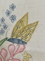 Exceptional Oversized Vintage Chinoiserie Floral Still Life Painting On Silk