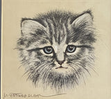 OOAK Cat Kitten Hand-Colored Pastel Lithograph Art Signed Gatterbauer Framed #2