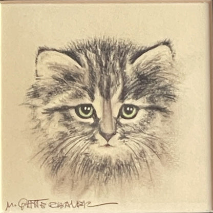 OOAK Cat Kitten Hand-Colored Pastel Lithograph Art Signed Gatterbauer Framed #4
