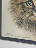OOAK Cat Kitten Hand-Colored Pastel Lithograph Art Signed Gatterbauer Framed #6