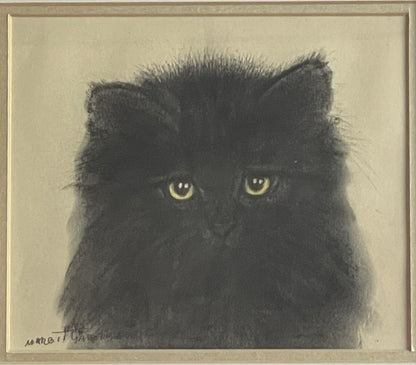 OOAK Cat Kitten Hand-Colored Pastel Lithograph Art Signed Gatterbauer Framed #7