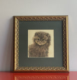 OOAK Cat Kitten Hand-Colored Pastel Lithograph Art Signed Gatterbauer Framed #9