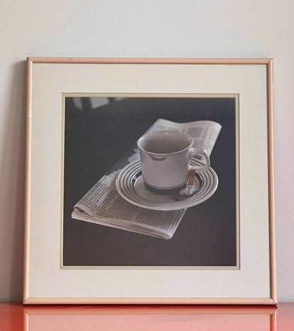 Orig Art Photography Still Life Realism Coffee Cigarette Newspaper Vintage Diner