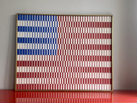 USA American Flag Orig Hard Edge Pop Art Painting on Canvas 39” x 31” Kranzler