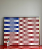 USA American Flag Orig Hard Edge Pop Art Painting on Canvas 39” x 31” Kranzler