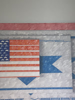 USA Israeli Flags Orig Hard Edge Pop Art Painting on Canvas 40x30 Kranzler ‘92