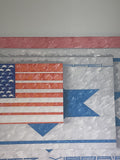 USA Israeli Flags Orig Hard Edge Pop Art Painting on Canvas 40x30 Kranzler ‘92
