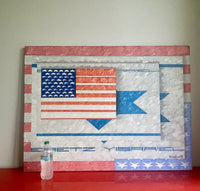 USA Israeli Flags Orig Hard Edge Pop Art Painting on Canvas 40x30 Kranzler ‘92