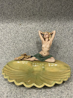 Topless Pin-Up Ceramic Trinket Dish Clamshell Vintage Retro Hawaii Mermaid MCM