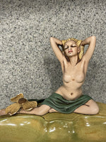 Topless Pin-Up Ceramic Trinket Dish Clamshell Vintage Retro Hawaii Mermaid MCM