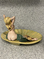 Topless Pin-Up Ceramic Trinket Dish Clamshell Vintage Retro Hawaii Mermaid MCM