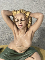 Topless Pin-Up Ceramic Trinket Dish Clamshell Vintage Retro Hawaii Mermaid MCM