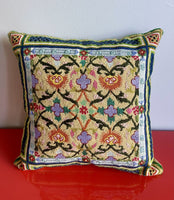 Elegant Vintage Custom Handmade 18”  Wool Needlepoint Pillow European Chateau