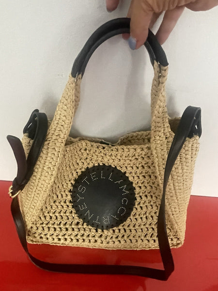 STELLA MCCARTNEY Woven Raffia Logo Tote Bag w/ Crossbody Strap Italy $1250 MSRP