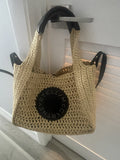 STELLA MCCARTNEY Woven Raffia Logo Tote Bag w/ Crossbody Strap Italy $1250 MSRP