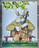 1974 Classroom Education Lithographic Poster Bunny Rabbit Playing A Cello Viola