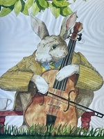 1974 Classroom Education Lithographic Poster Bunny Rabbit Playing A Cello Viola