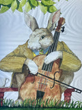 1974 Classroom Education Lithographic Poster Bunny Rabbit Playing A Cello Viola