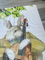 1974 Classroom Education Lithographic Poster Bunny Rabbit Playing A Cello Viola