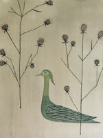 KEIKO MINAMI Grass & Birds 1962 Japan Modernist Etching Aquatint Signed 28/50