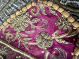 62” x 44” Antique Tapestry Wall Hanging Embellished w Sequins Pearls Gold Thread