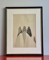 Pen & Ink Drawing Signed Luis Valdez Ibiza 1976 Minimalist Art Modernism Spain